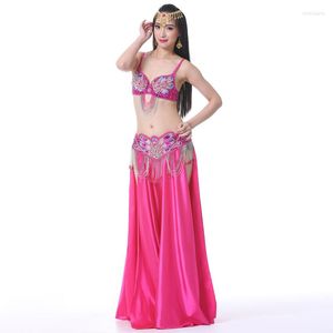 Abbigliamento da palcoscenico Reggiseno e cintura di danza del ventre Costumi di danza per spettacoli 2 pezzi Farfalla con paillettes stile orientale Frange