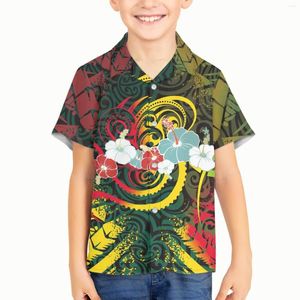 Men's Casual Shirts Polynesian Tribal Samoan Totem Tattoo Prints Kid Boy Children Fashion Hawaiian Shirt Short Sleeve Top Homme Harajuku
