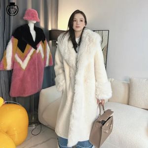 Women's Fur Faux Fur Fur Coat Double Face Large Fur Collar Designer's Female Sable Fur Imported Silver Dragon Sable Coat 231123