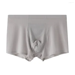 Underbyxor Mens underkläder Ice Silk Boxer Briefs Shorts Trosor Beskabla påse Solid Color Summer Underkläder