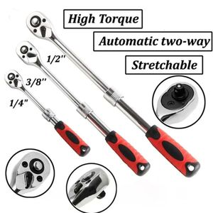 New 1/4" 3/8'' 1/2'' Flex Head Socket Ratchet Wrench Extendable Ratchet Set For Auto Repair 72 Tooth Quick Release Spanner Hand Tool