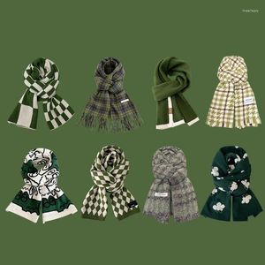 Scarves Green Style Women's Fall Winter Scarf Classic Cashmere Soft Warm Chunky Wrap Shawl