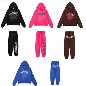 Erkek grafik sp5der örümcek kapüşonlu hoodies sweatshirt tasarımcı Tasarımlarla Mavi Siyah Pamuk Nakış Hoody Set 5555555 Genç Thug Hip Hop S M XL LF3D