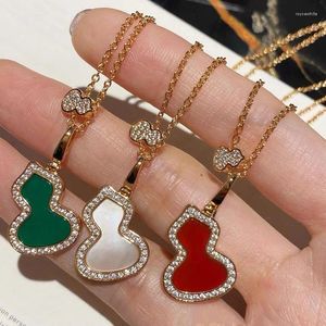 Ketten Modedesigner Schmuck Traditionelle Flaschenkürbis Anhänger Halskette für Frauen Natürlicher Achat Onyx Stein Hochwertige Bijoux Geschenke