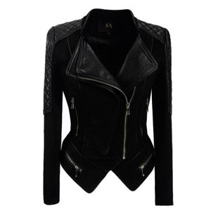 Suede Leather Women's Slim Short Jacke Coat Stilig motorcykeldräkt