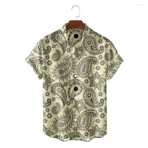 Casual skjortor Summer Mens Trend Loose Retro Hawaiian 2023 Varumärke mode kausal manlig mysig vintage socialt parti strand bowling tröja2024