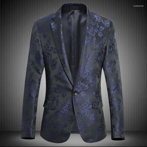 Mäns kostymer män högkvalitativ kostym blazer broderad rose jacquard man blomma knapp upp bröllop broderi kappa plus storlek 5xl 6xl