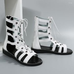 Sandalen 2023 Mode Sommer Ankle Open Toe Lässige Wohnungen Sport Strand Frauen Coole Stiefel Slingback Damen Zapatillas