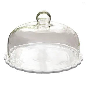 Flatvaror Set Glass Butter Dish Cover Dome Cupcake dessert Lagring Display Tray Lid Cloche Suite