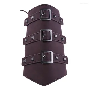 Luvas sem dedos 1 pc homens medieval cosplay couro armadura aquecedores de braço rendas viking pirata cavaleiro gauntlet pulseira bracer steam punk