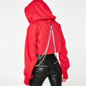 Kvinnors hoodies 2023 Kvinnor Spring Autumn Cool Giril Red Black Plaid Lång ärm Loose Crop Top Sweatshirt Casual Patchwork Tyg