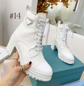 New Designer Leather and White Black nylon fabric booties Women Ankle Boots Biker Metal Australia Booties Winter boots Big size 40-41-42 High quality shoes