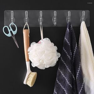 Hooks Row For Kitchen Bathroom Organizer Transparent Strong Self Adhesive Door Wall Hanger Key Holder Heavy Load Hook