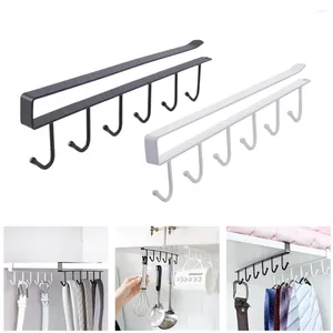 Kitchen Storage 1pc Hanging Organizers Metal Under Cabinet Mug Rack Cup Organizer Hanger Holder 6 Hook Home