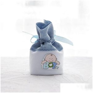 Bomboniera 6X4X10Cm Cute Baby Boy Girl Dstring Pouch Candy Bags Gift Packaging Bag Shower Holder Za4421 Drop Delivery Home Garden F Dhs9P