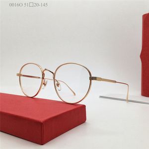 Neues Modedesign, runder K-Goldrahmen, optische Brille 0016O, klassischer, einfacher Stil mit Box, geeignet für Korrekturgläser