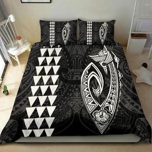 Sängkläder sätter 3D -trycktatuering Tribal Art Home Textiles Children Quilt Cover Polyester Set Luxury Three -Piece Pudowcase -1