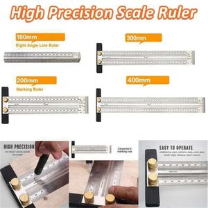 New High-precision Scale Ruler Right Angle Ruler T-type Hole Ruler Stainless Steel Woodworking Scribing Mark Line Gauge Carpenter
