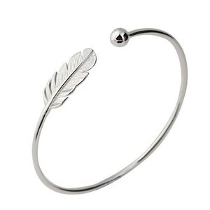 Armreif 925 Sterling Silber Armband Feder Charm Armreifen Offene Verstellbare Manschette Armreif Überzogene Armbänder Modeschmuck Drop Lieferung Jude Dhrpd