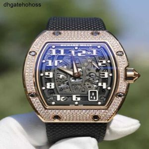 Richardmill Watch Swiss Mechanical Watches Richar Mille Rm6701 18k Rose Gold Factory Paved Diamond Set 2023