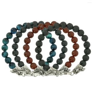 Länk armband herrar ädelsten pärlor med drake lås ångest stress lättnad helande chakra 8mm runda pärlor armband smycken