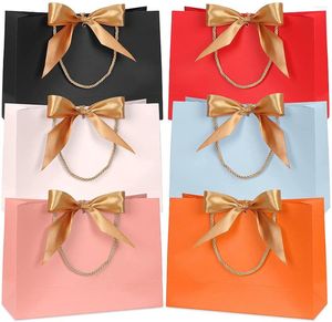 Storage Bags 10PCS Paper Bag For Gift With Ribbon Shopping Clothing Store Craft Package ( Printing Fee Is Not Included)