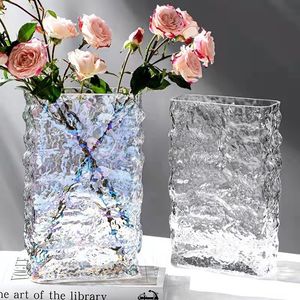 Vaser Finland Glacier Vase Nordic Simple Transparent Glass Flower Hydroponic Decoration Flower Lamp Luxury Table Flower Arrangement 230422