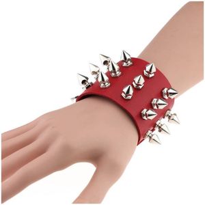 Cuff Punk Leather Spike Armband PU manschett Biker Armband med spikar för män Kvinnor och barn släpp leveranssmycken armband dhlng