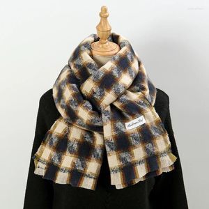 Шарфы клетчатый кашемировый шарф для женщин модная зимняя теплая шаль Bufanda шейный платок с кисточками женский Echarpe пашмины толстые обертывания