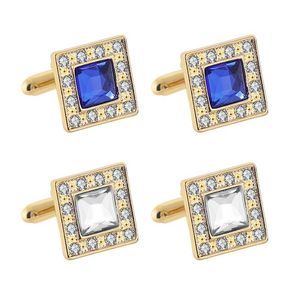 Cuff Links Gold Crystal Cuff Links Men Square Zircon Formal Business Shirt Cufflinks Button Fashion Jewelry Will And Drop Delivery Jew Dhzlo