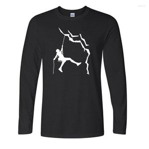 T-shirt da uomo Autunno e inverno Abbigliamento di marca Camicia da arrampicata Casual in cotone a maniche lunghe T-shirt divertente da montagna T-shirt da uomo da uomo