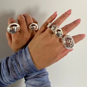 Кольца Uworld, объемное кольцо из нержавеющей стали с куполом, 18 К, с PVD-покрытием, водонепроницаемая текстура, персонализированные ювелирные изделия для женщин 231123
