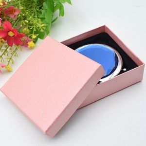 Geschenkpapier 10er Boxen für 70mm runder kompakter Spiegel rosa Papier quadratisch Verpackung Party Favor Pocket Box Case 86x86mm