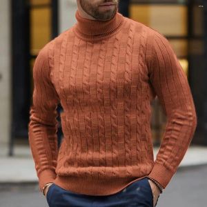 Maglioni da uomo Trendy Uomo Autunno Inverno Tinta unita Maglione dolcevita Casual Maglieria calda Pullover Design intrecciato Camicia con fondo Top