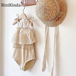 One peças, roupas de menina, roupas de banho de biquíni de biquíni femininas folhas de maiô floral traje de praia de banho nascida nascida em roupas infantis 230422