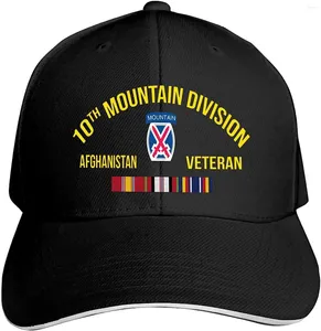 Bollmössor 10: e bergsavdelningen Afghanistan Old Man Baseball Cap Sandwich Justerbar pappa hatt svarta hattar för män kvinnor