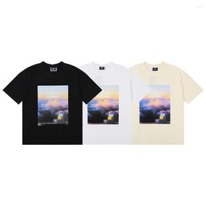 メンズTシャツメンズトップカジュアルストリートウェアヒップホップピュアコットンプリントパターンスカイティーハイクオリティシャツ夏の短袖ユニセックスクロッティング