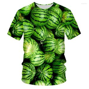 Herr t-skjortor vattenmelon 3d tryck t-shirt fruktmönster män kvinna o-hals kort ärm streetwear barn överdimensionerade harajuku tee toppar