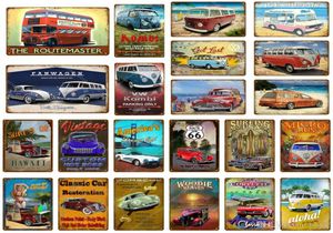 Vintage Rods Bus Car Metal Signs American Bus Campers Poster Pub Bar Garage Home Decorative Wall Art Painting Plaque ABOX1107613