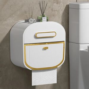 Toilet Paper Holders Toilet Paper Holder No Drill Paper Towel Holder Roll Paper Storage Waterproof Multi-function Toilet Paper Storage Organizer 231124