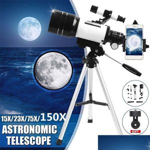 Teleskop kikare 150x astronomiskt teleskop med bärbart stativ brytningsutrymme monocar zoom spotting räckvidd för att titta på moon dhrng