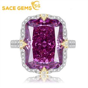 Alyans Sacegems varış trend 925Sterling gümüş 12*16mm yüksek karbon elmas yüzük Kadınlar nişan kokteyl partisi mücevher hediyesi 231124