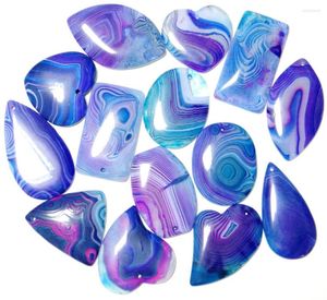 Kolye Kolyeler Doğal Taş Brezilya Şeritleri Akikler Su Damlaları Elip Dikdörtgen Takımı Geode Onyx 10pcs DIY Kolye Takı Yapımı V45