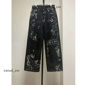 2023 Nya designer kvinnors jeans graffiti hög midja lös casual svart rak denim byxor mode streetwear thekhoi-12 cxg984 474 dfashion98