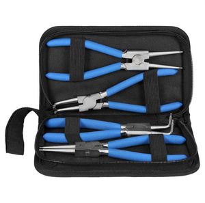 4 pçslote 7quot conjunto de alicates interno externo dobrado em linha reta anel de pressão alicate kit de ferramentas com saco ferramentas multitool9686106