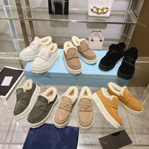 Designer casual skor kvinnor ull sneakers mocka läder päls stövlar milano ull loafers platt botten vinter pälstränare