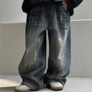 Pantolon 2023 Sonbahar Kış Polar Çocuk Kot pantolon Euro-Amerika tarzı düz renk rahat sıcak rahat erkekler