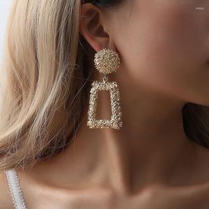 Orecchini pendenti Dichiarazione per le donne Orecchino quadrato vuoto Trapezio vintage Colore oro argento Eardrop Accessori per gioielli Regali