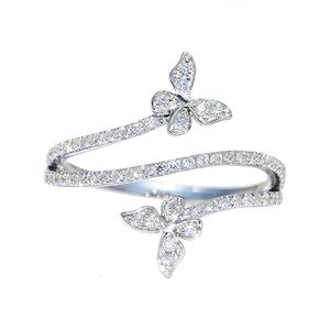 Band Rings Huitan Exquisite Butterfly for Women Luxury Inlaid Bling Cubic Zirconia Temperament Female Accessory Fashion Jewelry 231123