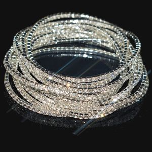 Bettelarmbänder 10 Stück Damen transparenter glänzender Kristall 27 Farben voll elastisches Damenarmband Geschenk 230424